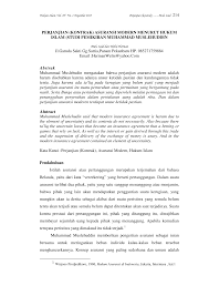Https Media Neliti Com Media Publications 56125 Id Perjanjian Kontrak Asuransi Modern Menur Pdf