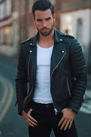 Men S Fashion Style Handsome Guy With A Black Jacket The Only Thing You Ve Been Waiting F Leather Jacket Men Faux Leather Biker Jacket Leather Street Style