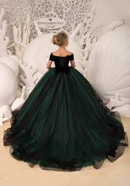 Black Velvet Flower Girl Dress Birthday Wedding Party Etsy Wedding Dresses For Kids Girls Ball Gown Green Flower Girl Dresses