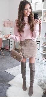 Light Pink Sweater And Brown Accents Pink Sweater Outfit Winter Pink Sweater Outfit Brown Sweaters Outfit