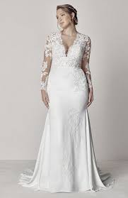 Pronovias Eva Plus Wedding Dress Long Sleeve Plus Size Wedding Gowns Fit And Flare Wedding Dress