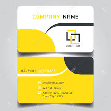 In the united states, the standard business card size is 3.5 x 2 (inches), or 89 x 51 mm (millimeters). Modern Yellow White And Black Name Card And Business Card With Creative Design Dimension In Depth And Drop Shadow Horizontal Curve Corner Standard Size Vector Illustration Template Royalty Free Cliparts Vectors And