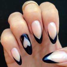 Black And White Almond Shaped Nails 70 Heart Nail Designs Cuded Heart Nails Heart Nail Designs Pointy Nails