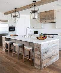 44 Awesome Rustic Kitchen Island Design Ideas Pimphomee Rustic Farmhouse Kitchen Rustic Kitchen Kitchen Island Decor