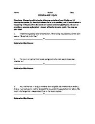To rejoin his wife for their marriage. Othello Act 1 Quiz Worksheets Teaching Resources Tpt