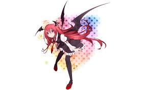 A collection of the top 54 anime wallpapers and backgrounds available for download for free. Wallpaper 2560x1600 Px Anime Background Bangs Devils Dress Eyes Games Girls Highs Koakuma Ornaments Pink Redheads Ribbons Shoes Simple Thigh Tie Touhou Video White Wings 2560x1600 Wallbase 1874699 Hd Wallpapers Wallhere