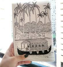 Kerala House Boat India Boat Drawing Sketch Book Boat Sketch