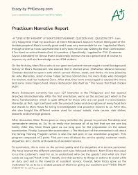 Maybe you would like to learn more about one of these? Practicum Narrative Report Phdessay Com