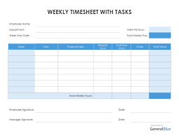 Timesheet With Tasks Templates