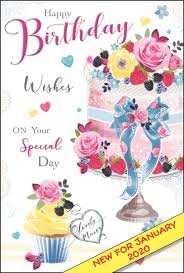 Happy birthday card flowers and cake. Beautiful Floral Fruity Cake Female Birthday Card By Jonny Javelin Highworth Emporium