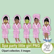 Beautiful young woman getting spa massage. Spa Party Clipart African American Clip Art Little Girls Etsy