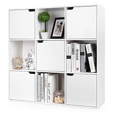 Homfa Meuble De Rangement Bibliotheque Etagere En Bois 9 Cubes 5 Portes Meuble Rangement Rangement Panier Rangement
