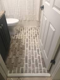 Diy Brick Floors Over Tile Carla S Coastal Creations Brick Bathroom Brick Flooring Tile Bathroom