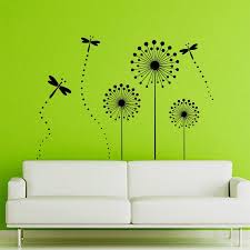 Room wall painting home interior design diy wall decor wall texture design bedroom wall designs bedroom wall paint wall at jade ant,we could provide the final solutions(custom furniture&luxury furniture) for the interior project,we make the. Flowers Dandelion Butterflies Black Wall Stickers Mural Art Decal Living Room Home Decor Stickers