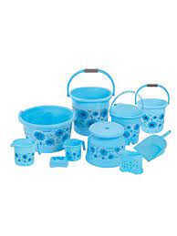 A wide variety of bathroom set options are available to you. New Kaptan Jumbo Plastic Bathroom Set Of 10 Pieces Blue Amazon In Home Improvement