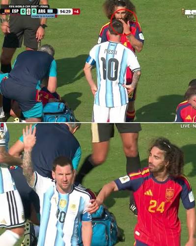 Lionel Messi called for Marc Cucurella to be sent off for covering his  mouth while speaking to him.