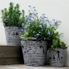 Vintage Metal Buckets Planters With Handles Shabby Chic Garden Flower Pots Tubs Shabby Chic Garden Metal Bucket Planters Shabby Chic Garden Decor