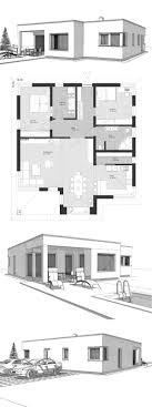 Bauhaus Bungalow Modern Grundriss Ebenerdig Mit Flachdach Terrasse Mit Pool Einfamilienhaus Bauen Id Architektur Architektur Zeichnungen Moderne Grundrisse