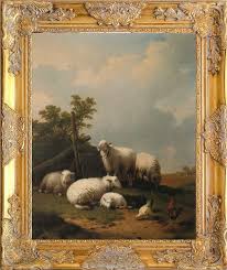 Fab Sheep Landscape Art Print Print On Canvas Etsy Art Prints Art Animal Paintings