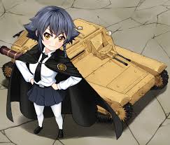 1girl anzio school uniform bangs belt black belt black cape black footwear black hair black skirt braid brown eyes cape carro veloc ガールズアンドパンツァー アニメキャラクター かわいい