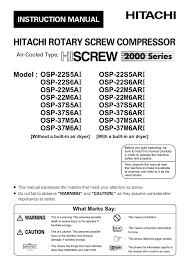 Caution Hitachi Rotary Screw Compressor Manualzz Com