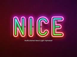 Realistic Neon Light Alphabet Light Font Neon Lighting Neon