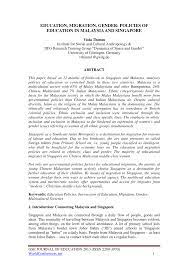 Malaysia needs to move from a mass production. Pdf Education Migration Gender Policies Of Education In Malaysia And Singapore