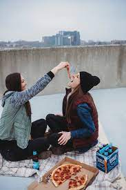 Pizza Beer Engagement Session Best Friends Shoot Friendship Photoshoot Friend Photoshoot