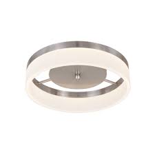 Bel air lighting barnes 14 in. Alsy 21 Watt Brushed Nickel Integrated Led Ceiling Flushmount Led Ceiling Flush Mount Lighting Hallway Metal Drum Shade