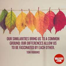 We did not find results for: Our Similarities Bring Us To A Common Ground Our Differences Allow Us To Be Fascinated By Each Other Tom Robbins Passiton Com