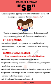 Sb Meaning What Does This Popular Acronym Mean And Stand For 7esl Slang Words English Vocabulary Words Sms Language