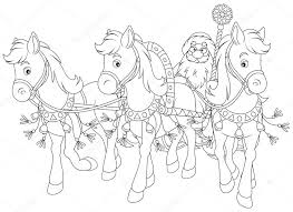 Celebrate winter and the holidays with a horse and sleigh coloring page on thanksgiving, christmas and new year's day. Download Outlined Santa With Horses Pulling His Sleigh Stock Image Ausmalbilder Weihnachten Ausmalbilder Ausmalen