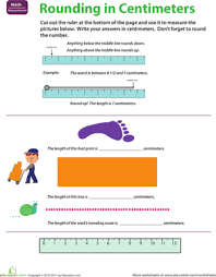 Cm is short for centimeters. Ruler Reading Rounding In Centimeters Worksheet Education Com