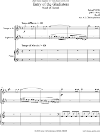 Entry Of The Gladiators Trumpet Euphonium Piano Fucik Sheet Music