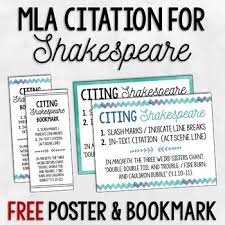 An mla citation follows this format: Mla Citing Shakespeare Worksheets Teaching Resources Tpt