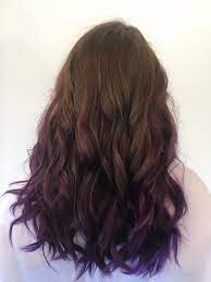 Brown Hair With Purple Ombre Tips Hair In 2019 Brown Hair Purple Hair Hairstyles Brownhairbalayage Purple Hair Tips Hair Dye Tips Brown Hair Dye