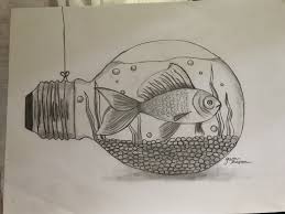 Fish In A Lightbulb Surrealism Drawing Drawings Art Drawings Simple