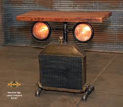 Steampunk Industrial Table Antique Ford Model T Radiator And Headlamps Automotive Barnwood Table 2187 Sold Antique Barn Wood Barn Wood Steampunk Furniture