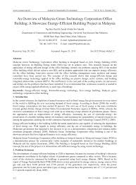 The recent achievement in renewable energy. Pdf An Overview Of Malaysia Green Technology Corporation Office Building A Showcase Energy Efficient Building Project In Malaysia