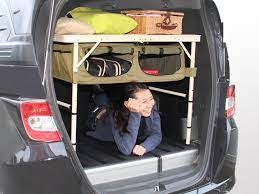 キャンプで机や椅子になり 車の中では棚になる グッドラック シリーズ roomie ルーミー キャンプ 車内 おしゃれ 車内 収納