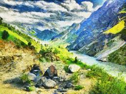 Impressionist Style Colorful Mountain Landscape Oil Painting Stock Photo Picture And Royalty Free Image Image 49600137