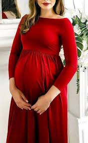 This Maternity Dress Is Absolutely Stunning And That Deep Red Makes It The Perfect Chris Maternity Long Dress Cute Maternity Dresses Stylish Maternity Outfits