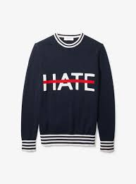Michael Kors No Hate Intarsia Cashmere Crewneck Sweater In Blue Lyst