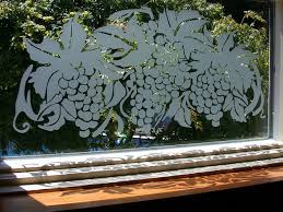 Are some of the few examples of etched glass cabinet inserts. Grape Vine Design Kitchen Window Transitional Kitchen New York By Art For Glass By Nuetch Houzz
