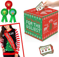 Mar 18, 2019 · entertainment quiz / ugly christmas sweater party random entertainment or christmas quiz can you name the movie or tv show by the holiday sweaters pictured below? Buy Yaaaaasss 1 Ugly Sweater Contest Ballot Box 50 Voting Cards 3 Award Ribbons And 1 Ugliest Sweater Award Sash For Ugly Sweater Christmas Holiday Party Supplies Online In Usa B07zj2zvtq