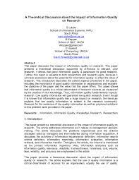 Examples work great when you are looking to learn something in less time and with more efficiency. Doc A Theoretical Discussion About The Impact Of Information Quality On Research Sam Lubbe Academia Edu