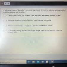 We did not find results for: In A Growing Problem The Author S Purpose Is To Persuade Which Of The Following Quotes Shows Brainly Com