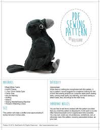 Crow Stuffed Animal Sewing Pattern Digital Download Pdf Pdf Etsy Sewing Stuffed Animals Animal Sewing Patterns Diy Sewing Pattern