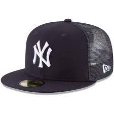 Men S New Era Navy New York Yankees On Field Replica Mesh Back 59fifty Fitted Hat Fitted Hats New York Yankees Yankees Hat