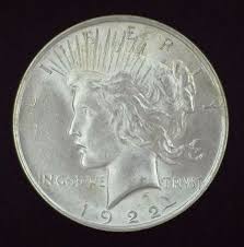 1922 Peace Dollar Silver Coin Brilliant Uncirculated Coinage Liberty Eagle Collection Jewelry Display Bullion Pen Silver Coins Peace Dollar Coins